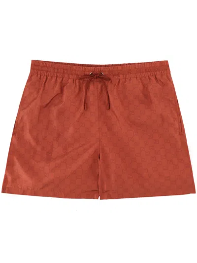 Gucci Allover Gg Print Drawstring Shorts For Men In Red