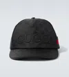 Gucci Classic Polyamide Cap For Men In Black+black+v/r/v+bl