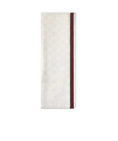 Gucci Gg Web-detailing Scarf In White