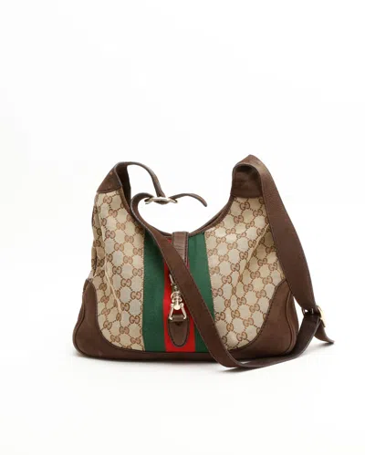 Gucci Gg Web Jackie Crossbody Bag In Brown