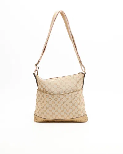 Gucci Gg Web Messenger Bag In Sand