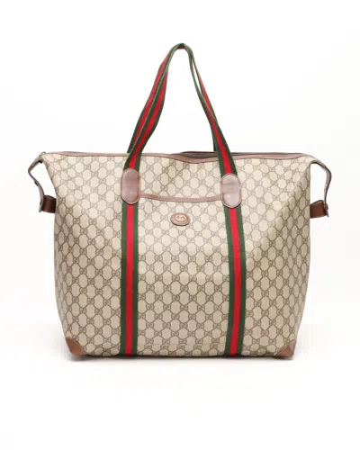 Gucci Gg Web Weekend Bag In Sand