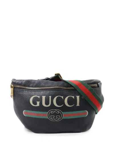 Pre-owned Gucci Gg Web-detail Belt Bag In ブラック