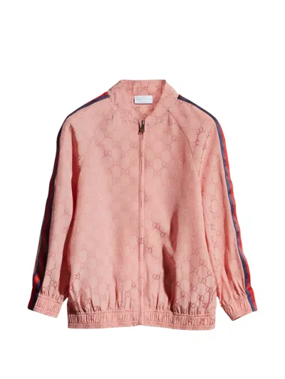 Gucci Kids' Gg Web-stripe Jacket In Pink
