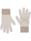 Gucci Gg White Cashmere Gloves In Neutral