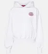 Gucci Embroidered Cotton Jersey Hooded Sweatshirt In White/mix