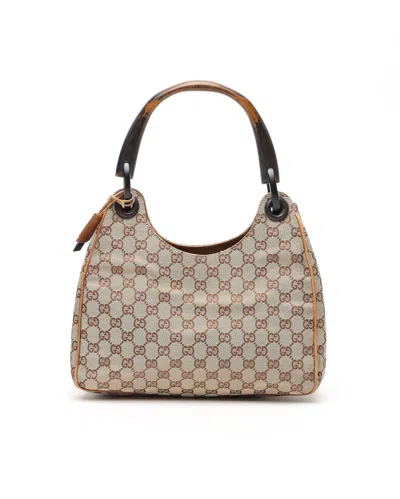 Gucci Gg Wood Handle Bag In Brown