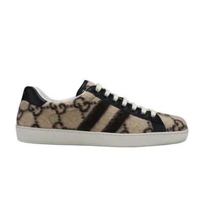 Pre-owned Gucci Gg Wool Ace 'beige' | Tan | Men's Size 11.5 In Brown