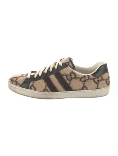 Pre-owned Gucci Gg Wool Ace Sneakers In Neutrals