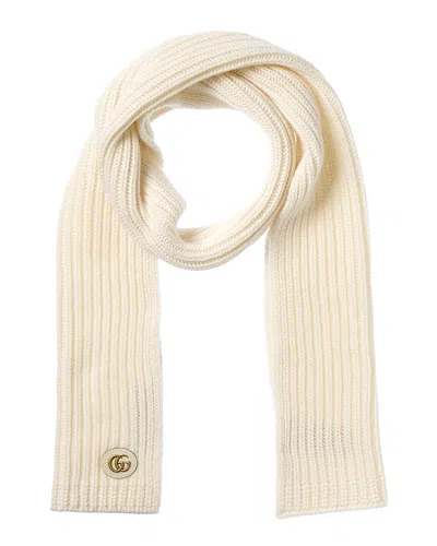 Gucci Gg Wool & Cashmere-blend Scarf In Neutral