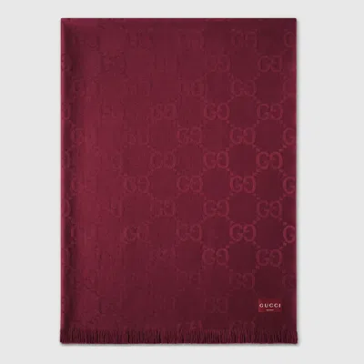 Gucci Gg Wool And Silk Blanket In Red
