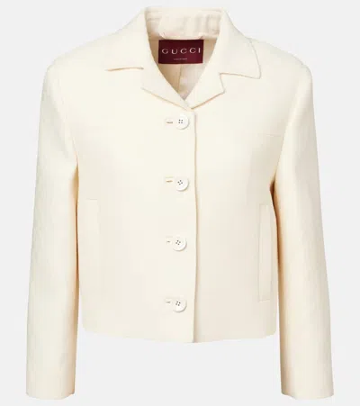 Gucci Gg Wool Silk Crêpe Jacquard Jacket In Off White