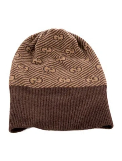 Pre-owned Gucci Gg Wool Beanie In Brown