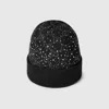 Gucci Gg Wool Beanie Hat With Crystals In Black