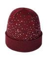 Gucci Gg Wool Beanie Hat With Crystals In Burgundy