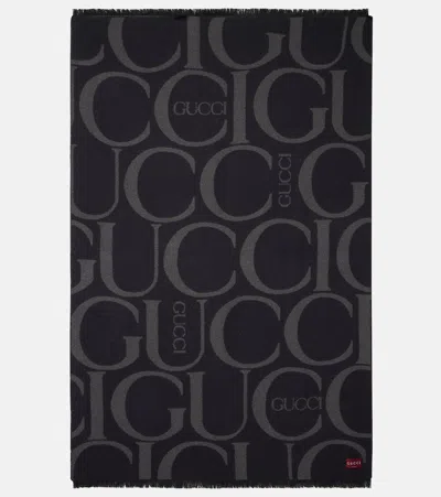 Gucci Gg Wool-blend Bouclé Blanket In Grey