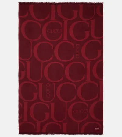 Gucci Wool-blend Bouclé Blanket In Red