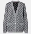 Gucci Wool Jacquard Cardigan With Gg Shadow In Gray
