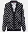 Gucci Black Reversible Cardigan With V Neck In Gg Canvas Woman In Black