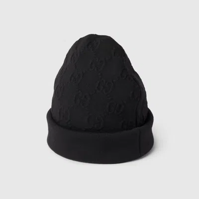 Gucci Gg Wool Blend Jacquard Hat In Black
