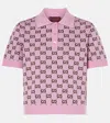 Gucci Wool Jacquard Polo Top With Gg Shadow In Pink