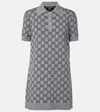 Gucci Grey And Blue Wool Mini Dress In Multi