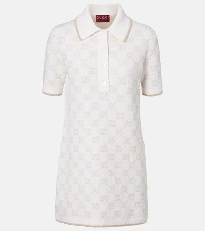 Gucci Gg Wool-blend Polo Minidress In White