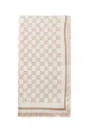 Gucci Gg Wool Blend Scarf In Sand