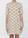 Gucci Gg Jacquard Wool Bouclé Minidress In Beige