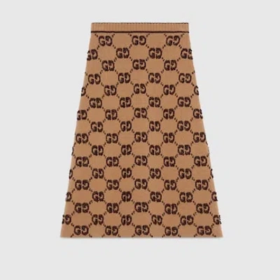 Gucci Gg Wool Bouclé Jacquard Skirt In Beige