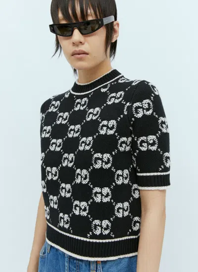 Gucci Gg Wool Bouclé Jacquard Top In Black