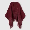 Gucci Gg Wool Cape With Crystals In Burgundy