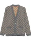 Gucci Monogrammed Intarsia Button-up Cardigan In Grey
