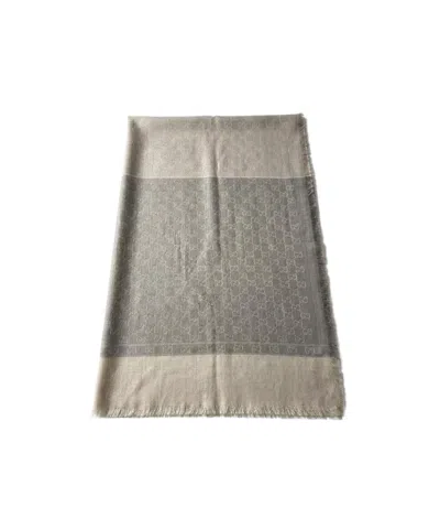 Gucci Gg Wool Cashmere Silk Stole In Gray