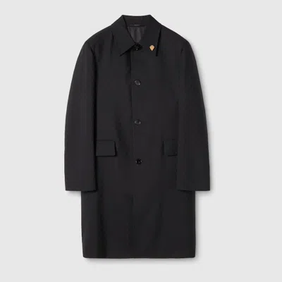 Gucci Gg Wool Coat In Black