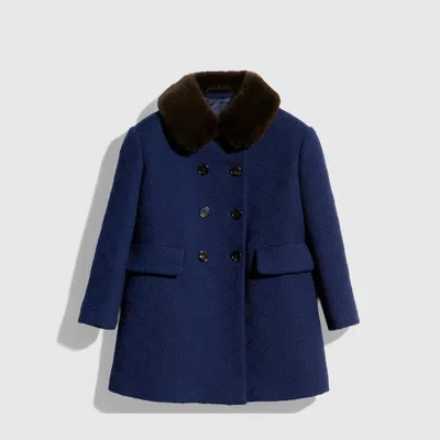 Gucci Kids' Gg Wool Coat In Blue