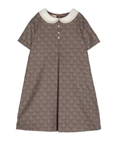 Gucci Kids' Gg Wool Dress In Brown