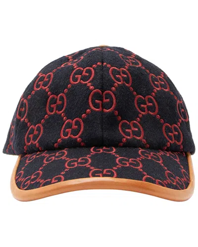 Gucci Gg Wool Embroidered Baseball Hat (authentic Pre-loved) In Red