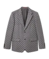 Gucci Gg Wool Flannel Jacket In Gray