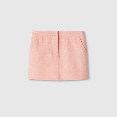 Gucci Kids' Gg Wool Flannel Skirt In Pink
