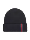 Gucci Men Wool Beanie With Web Detail In Black