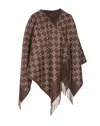 Gucci Women Gg Jacquard Wool Cape In Brown