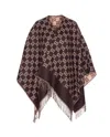 Gucci Gg-patterned Fringed Poncho In Brown