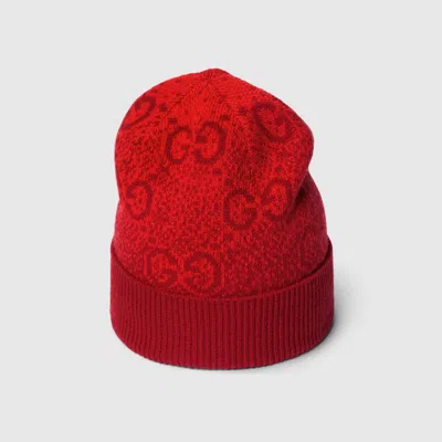 Gucci Kids' Gg Wool Jacquard Hat In Red
