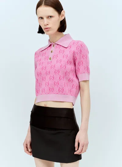Gucci Gg Wool Jacquard Knit Top In Pink
