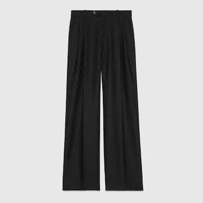 Gucci Gg Wool Jacquard Pant In Black