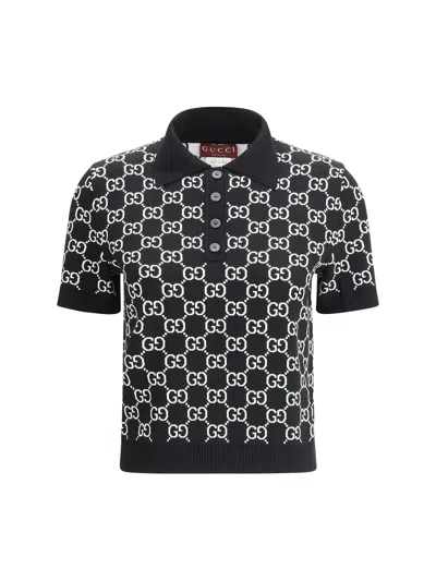 GUCCI GG WOOL JACQUARD POLO TOP