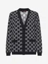 Gucci Black Reversible Cardigan With V Neck In Gg Canvas Woman