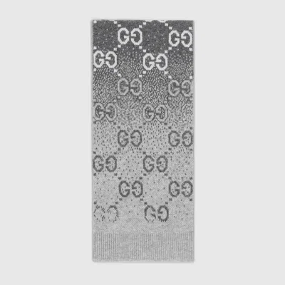 Gucci Gg Wool Jacquard Scarf In Grey