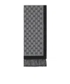 Gucci Gg Wool Jacquard Scarf In Gray